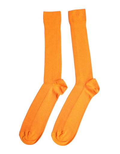 Chaussettes montantes en coton orange avec logo Dolce &amp; Gabbana