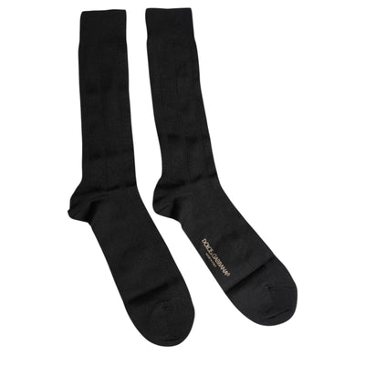 Chaussettes mi-mollet noires extensibles à logo Dolce &amp; Gabbana pour homme