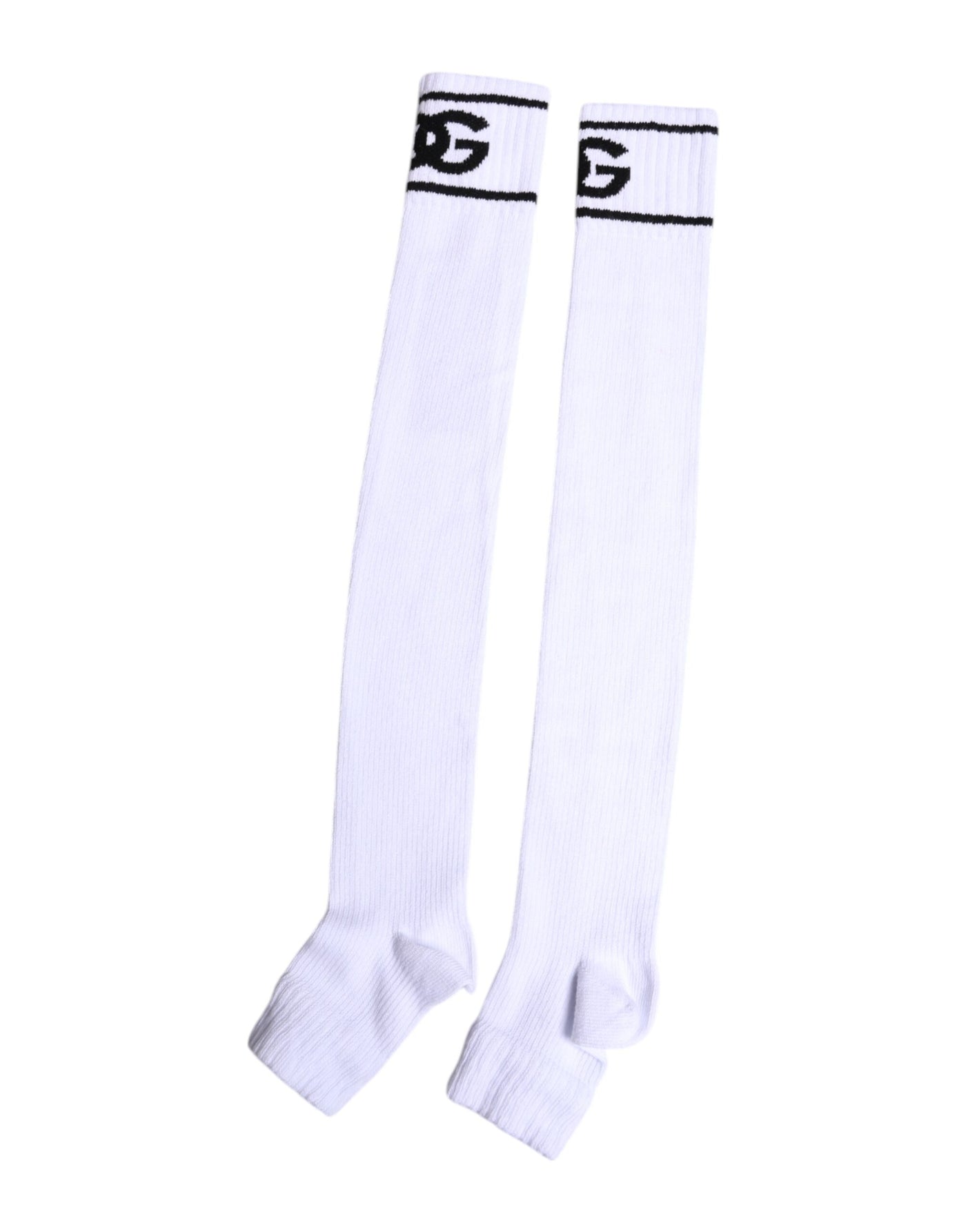 Chaussettes ouvertes Dolce &amp; Gabbana en coton blanc avec logo DG imprimé