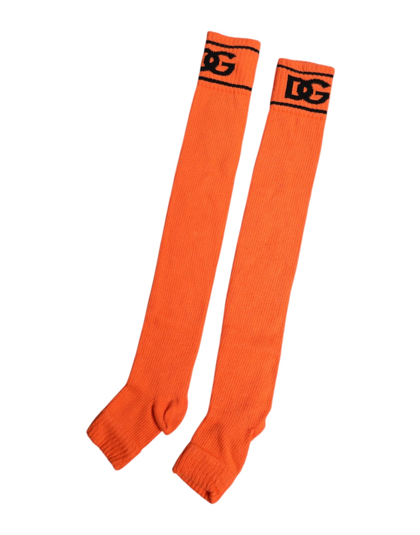 Chaussettes à bout ouvert en coton orange Dolce &amp; Gabbana avec logo DG imprimé