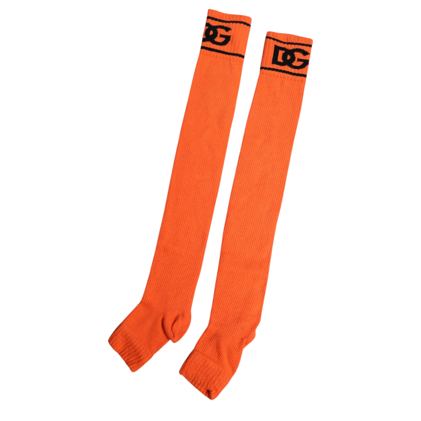 Chaussettes à bout ouvert en coton orange Dolce &amp; Gabbana avec logo DG imprimé