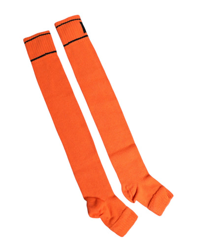 Chaussettes à bout ouvert en coton orange Dolce &amp; Gabbana avec logo DG imprimé
