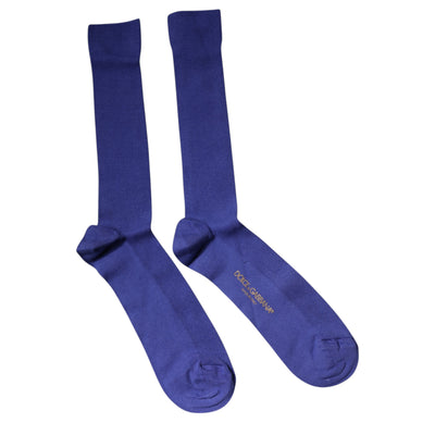 Chaussettes mi-mollet en coton violet avec logo Dolce &amp; Gabbana