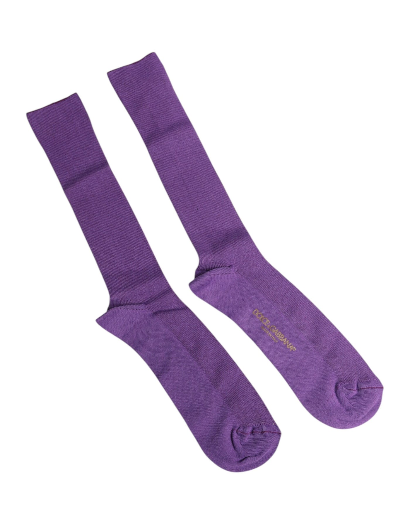 Chaussettes mi-mollet en coton violet avec logo Dolce &amp; Gabbana