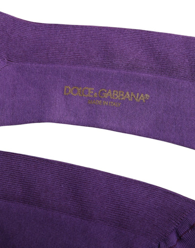 Chaussettes mi-mollet en coton violet avec logo Dolce &amp; Gabbana