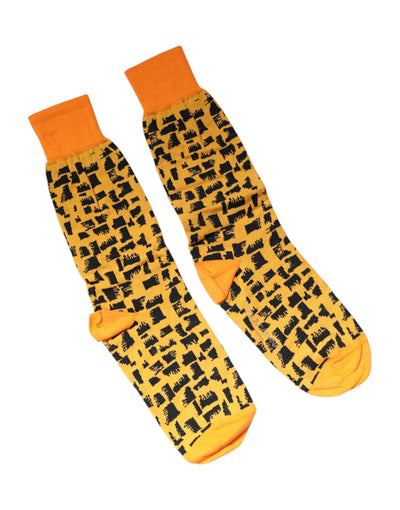 Chaussettes mi-mollet jaunes et noires pour homme Dolce &amp; Gabbana