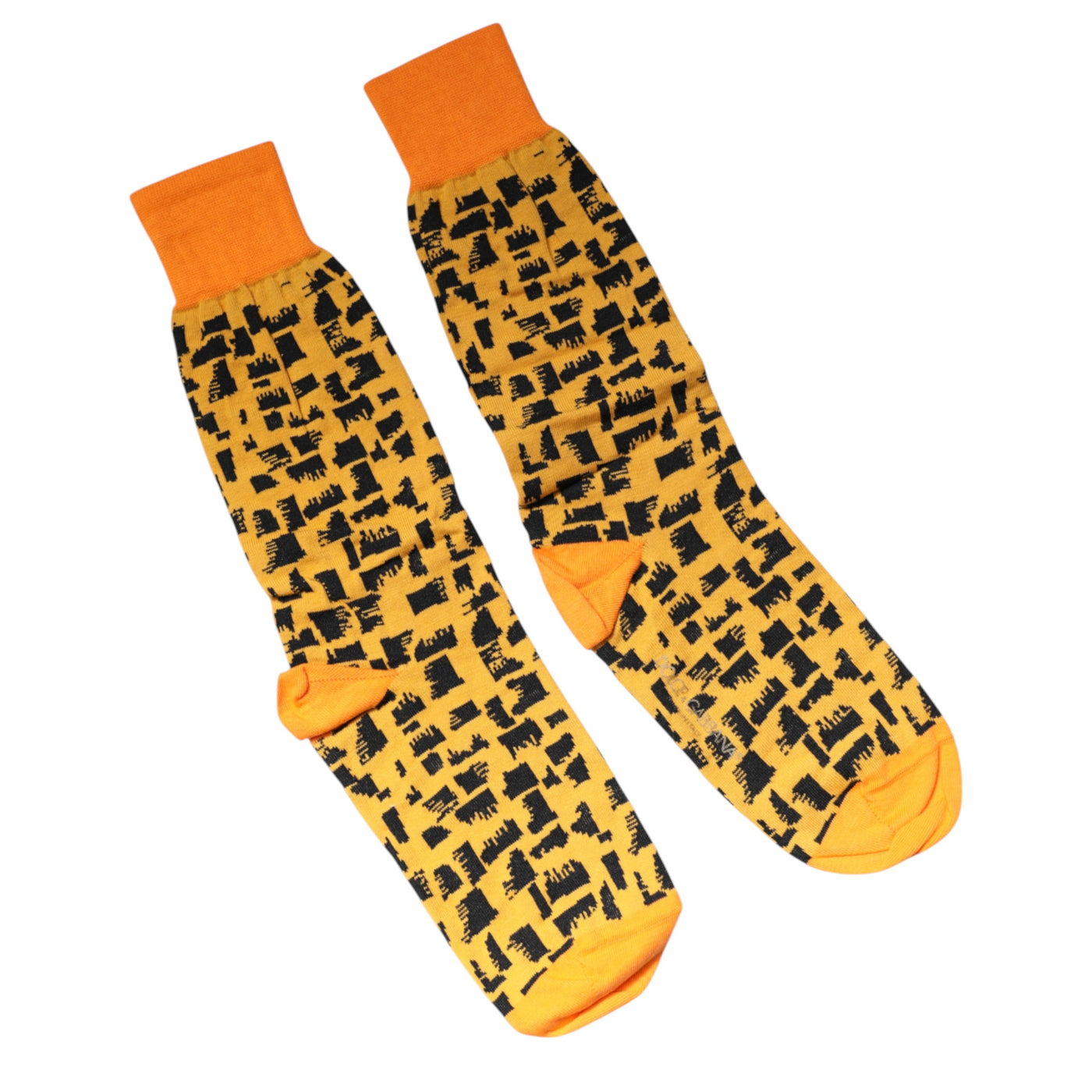 Chaussettes mi-mollet jaunes et noires pour homme Dolce &amp; Gabbana