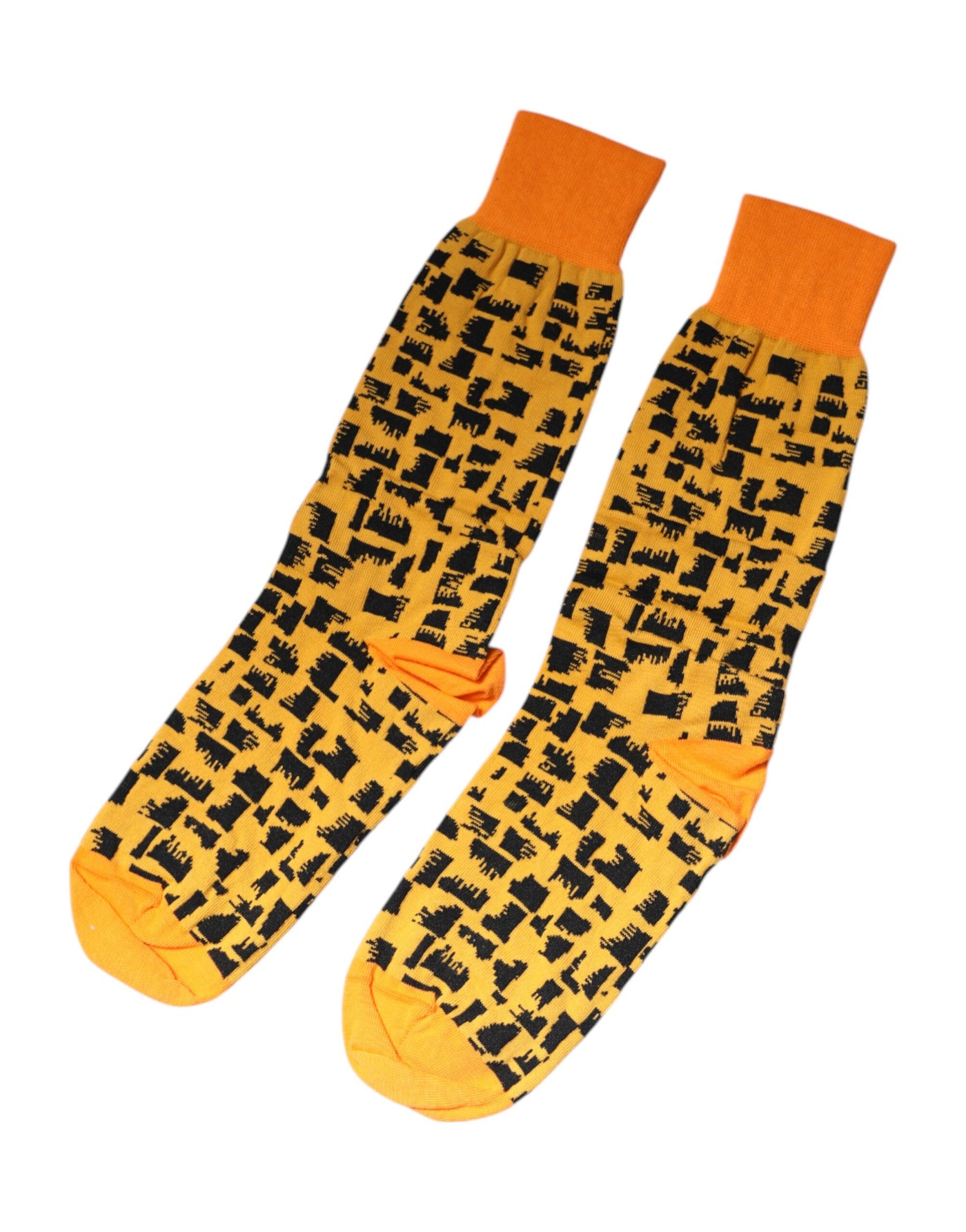 Chaussettes mi-mollet jaunes et noires pour homme Dolce &amp; Gabbana