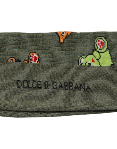 Chaussettes mi-mollet imprimées DG Bear en nylon vert Dolce &amp; Gabbana
