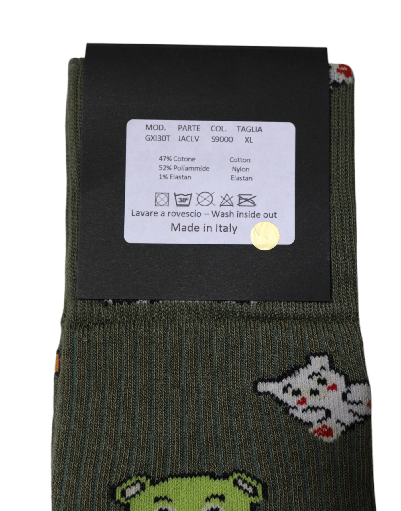 Chaussettes mi-mollet imprimées DG Bear en nylon vert Dolce &amp; Gabbana
