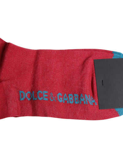 Chaussettes mi-mollet en coton rouge Dolce &amp; Gabbana avec logo DG imprimé