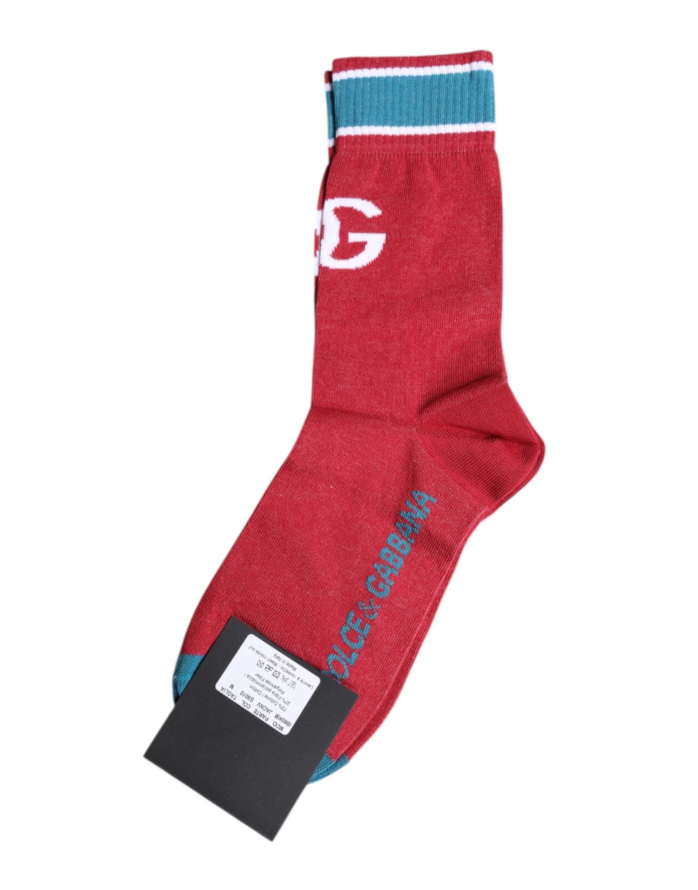 Chaussettes mi-mollet en coton rouge Dolce &amp; Gabbana avec logo DG imprimé