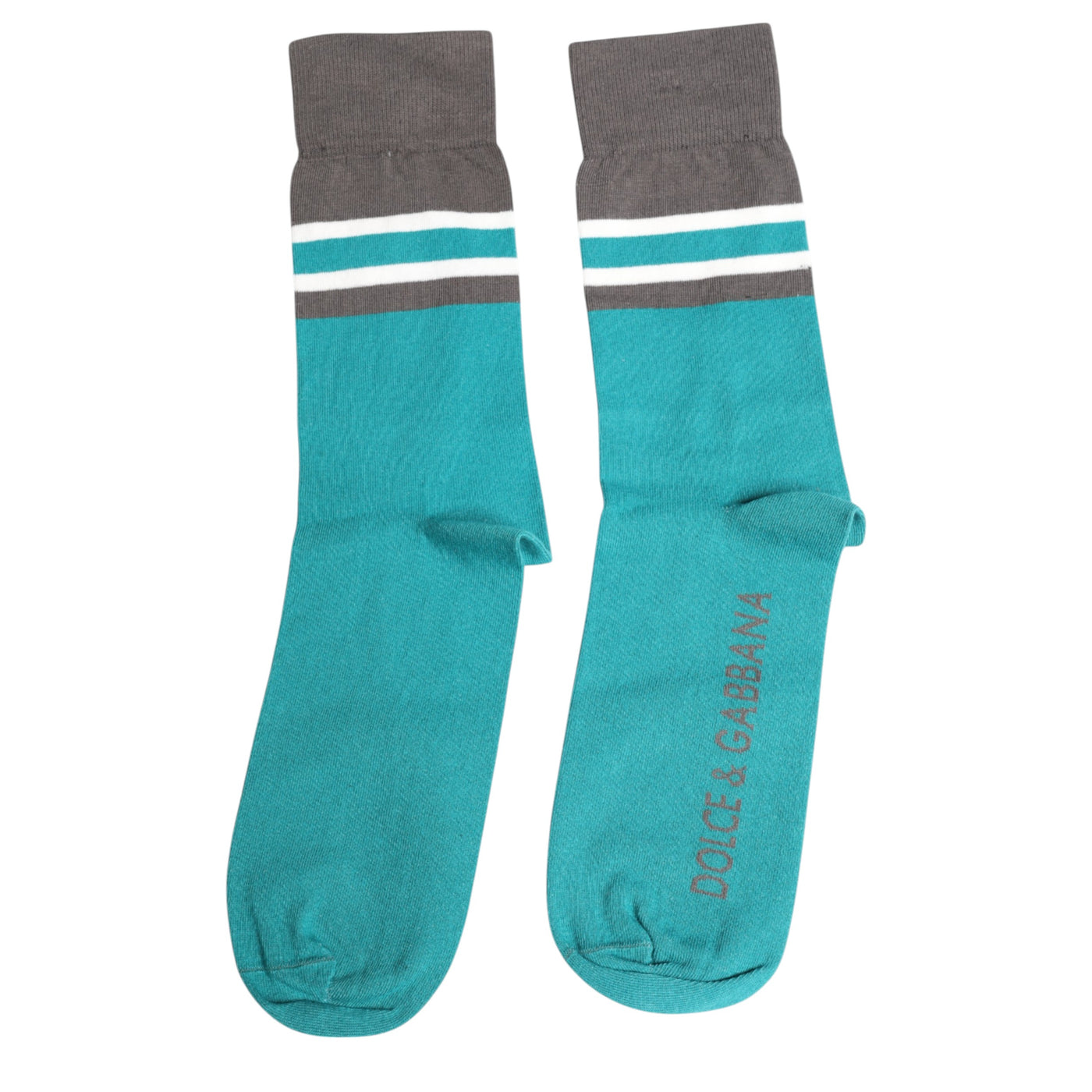 Chaussettes mi-mollet extensibles Dolce &amp; Gabbana vertes et grises avec logo DG