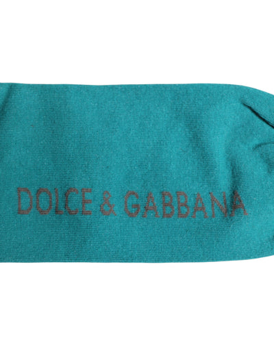 Chaussettes mi-mollet extensibles Dolce &amp; Gabbana vertes et grises avec logo DG