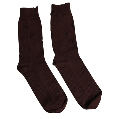 Chaussettes mi-mollet extensibles en coton uni marron Dolce &amp; Gabbana