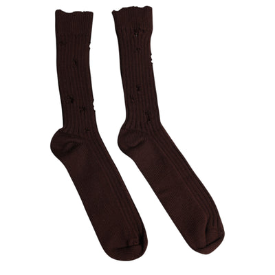 Chaussettes mi-mollet extensibles en coton marron Dolce &amp; Gabbana