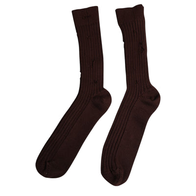 Chaussettes mi-mollet extensibles en coton marron Dolce &amp; Gabbana