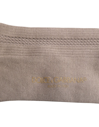 Chaussettes mi-mollet en coton stretch marron Dolce &amp; Gabbana avec logo