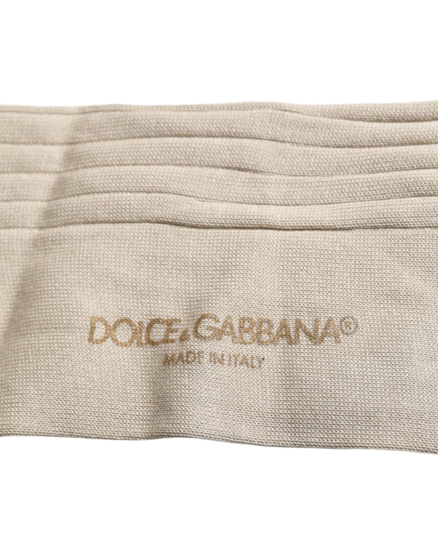 Chaussettes mi-mollet en coton stretch beige Dolce &amp; Gabbana avec logo