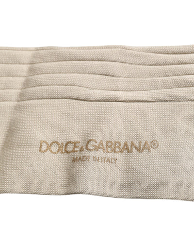 Chaussettes mi-mollet en coton stretch beige Dolce &amp; Gabbana avec logo