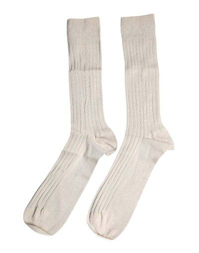 Chaussettes mi-mollet en coton stretch beige Dolce &amp; Gabbana avec logo