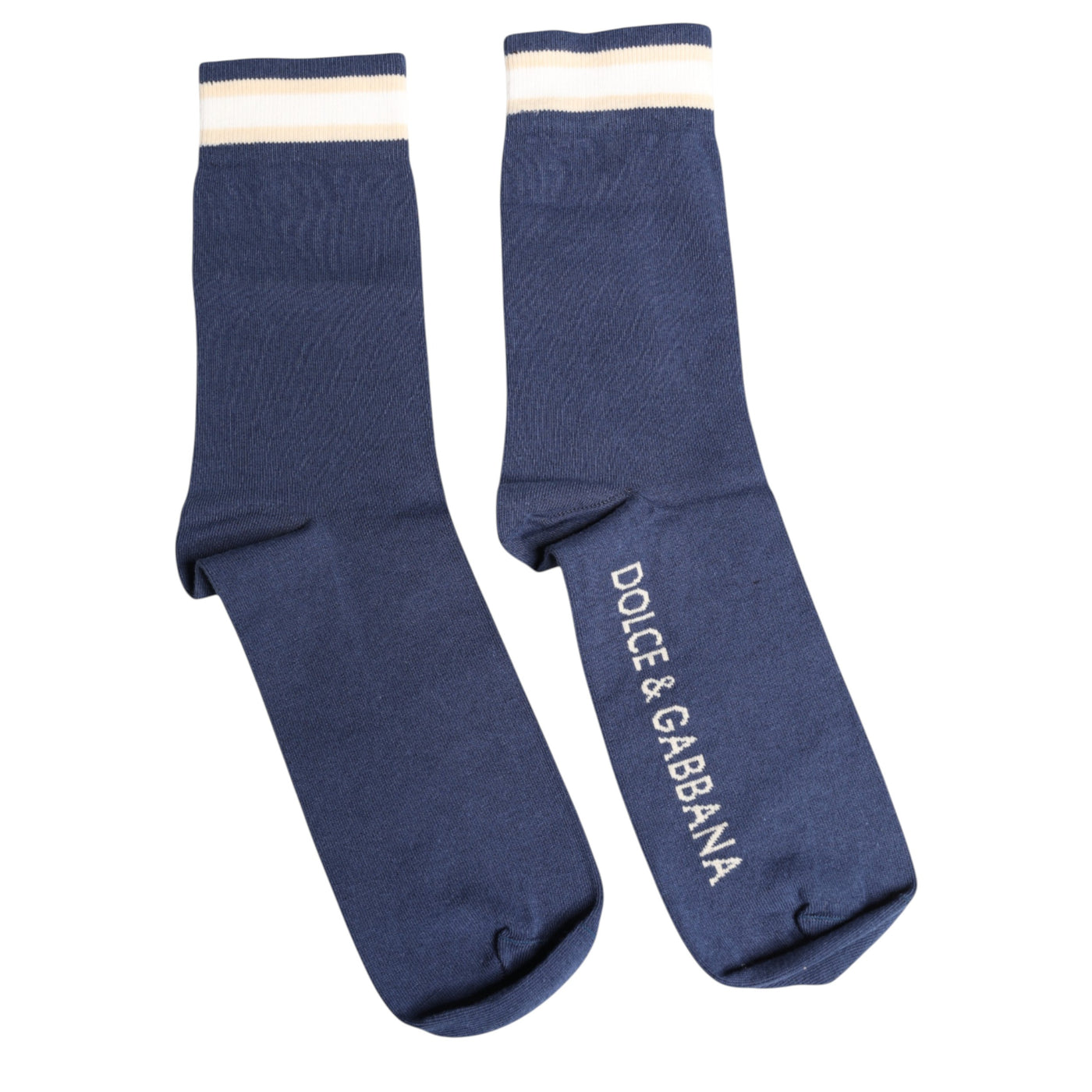 Chaussettes mi-mollet extensibles bleues Dolce &amp; Gabbana avec logo DG imprimé