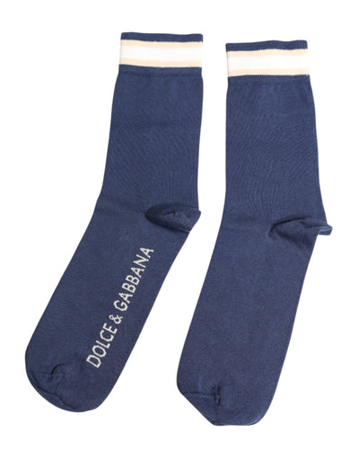 Chaussettes mi-mollet extensibles bleues Dolce &amp; Gabbana avec logo DG imprimé