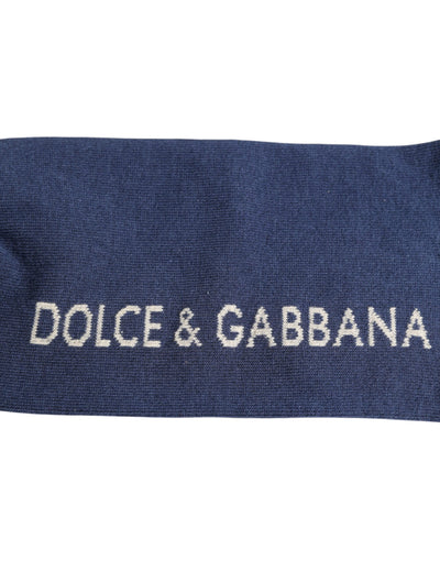 Chaussettes mi-mollet extensibles bleues Dolce &amp; Gabbana avec logo DG imprimé