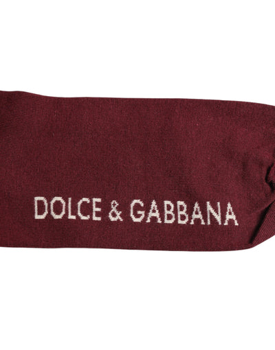 Chaussettes mi-mollet extensibles bordeaux Dolce &amp; Gabbana à imprimé logo