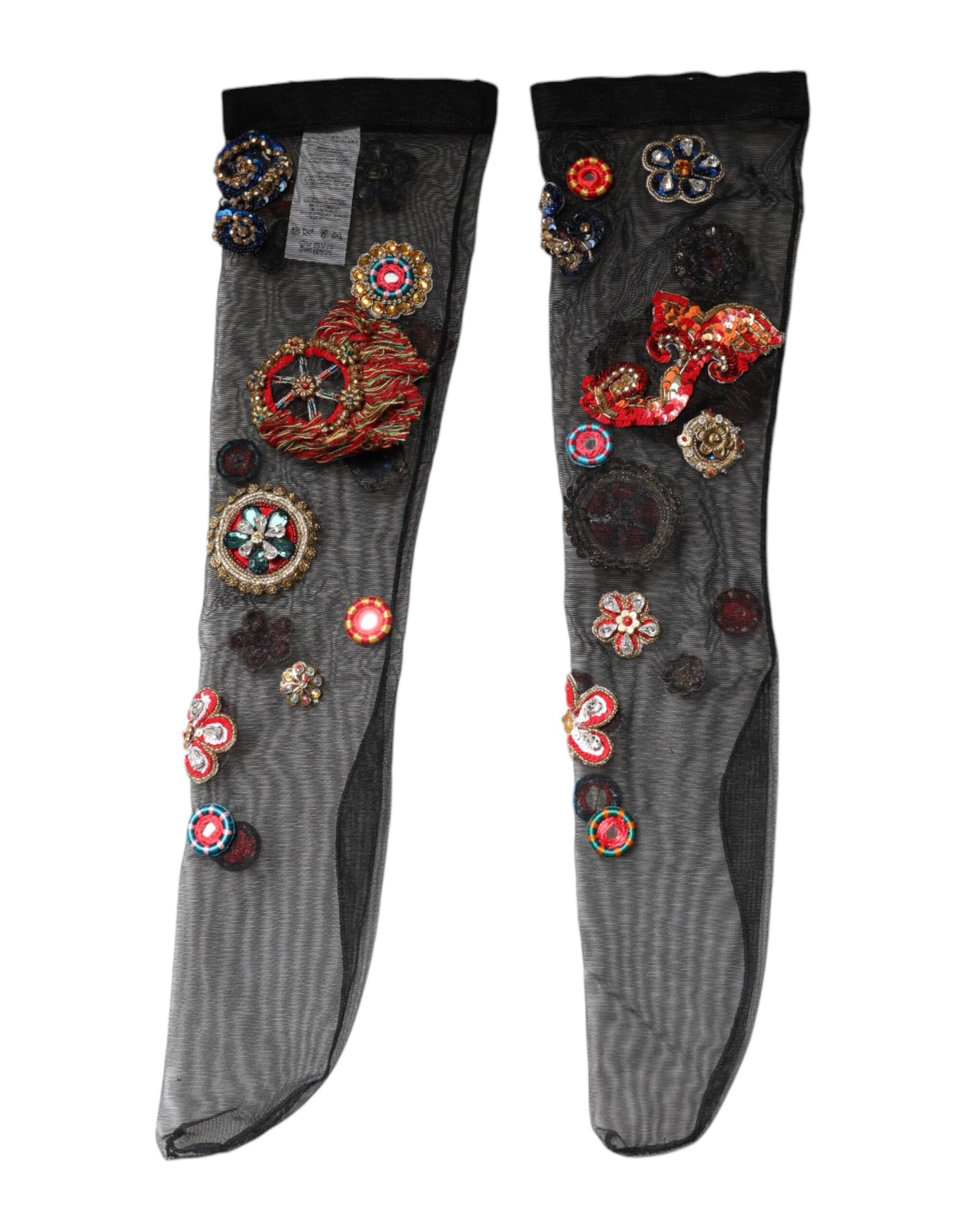 Chaussettes noires extensibles Carretto à cristaux Dolce &amp; Gabbana