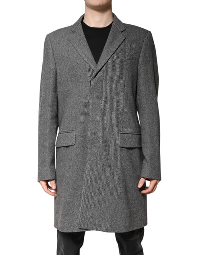 Trench-coat simple boutonnage en laine grise Dolce &amp; Gabbana