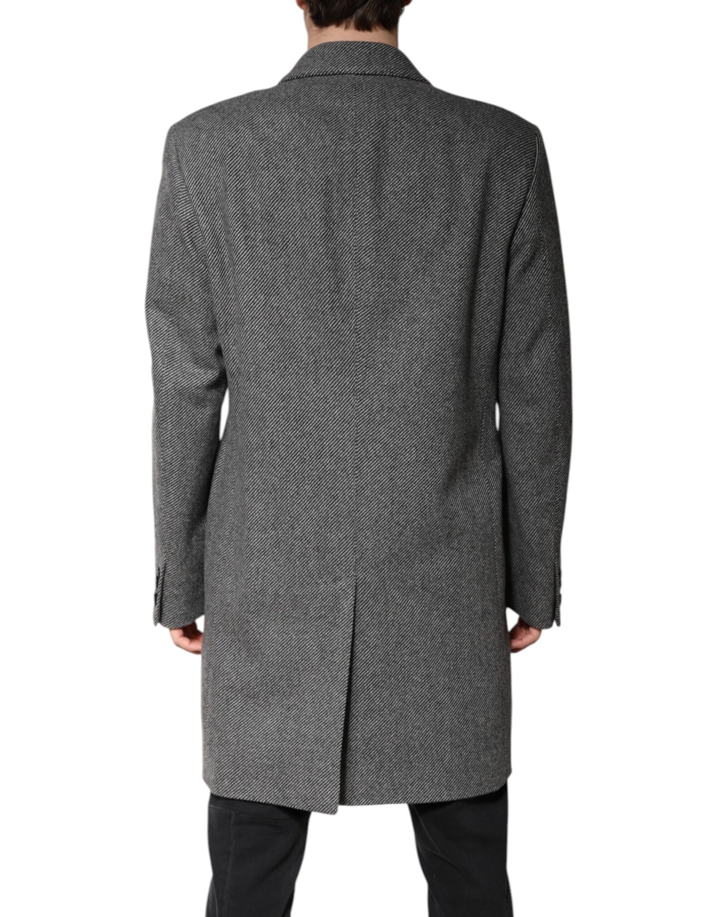 Trench-coat simple boutonnage en laine grise Dolce &amp; Gabbana