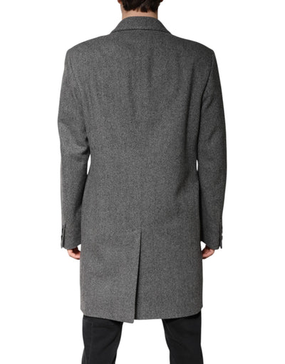 Trench-coat simple boutonnage en laine grise Dolce &amp; Gabbana