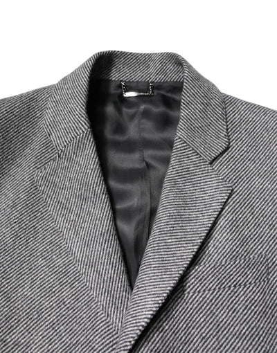 Trench-coat simple boutonnage en laine grise Dolce &amp; Gabbana
