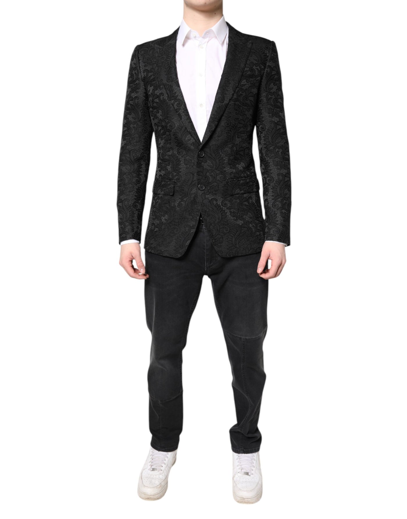 Dolce &amp; Gabbana - Veste-manteau en jacquard floral noir