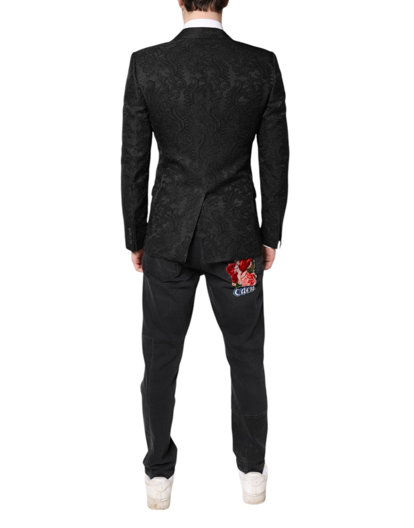 Dolce &amp; Gabbana - Veste-manteau en jacquard floral noir