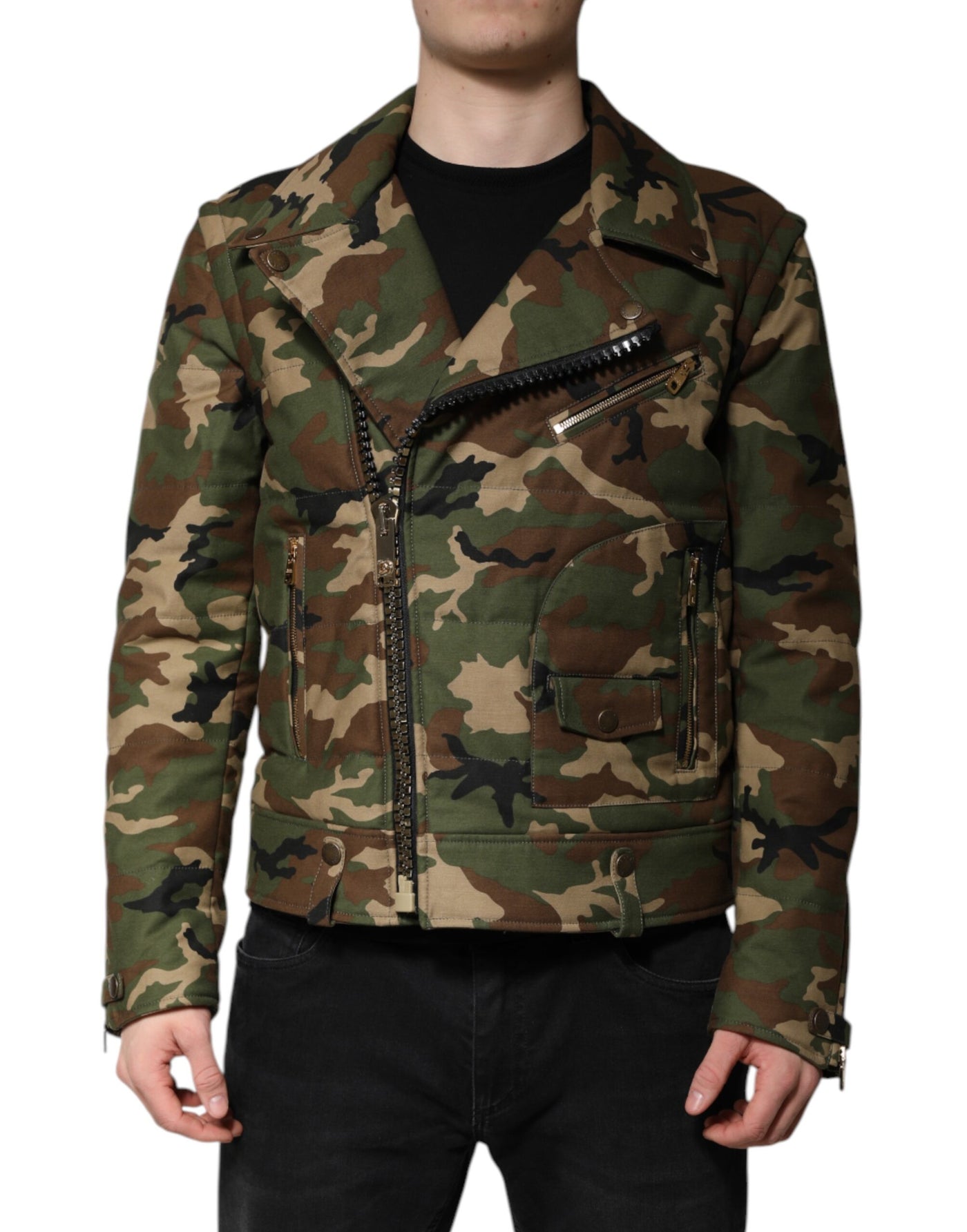 Veste motard en nylon camouflage multicolore Dolce &amp; Gabbana