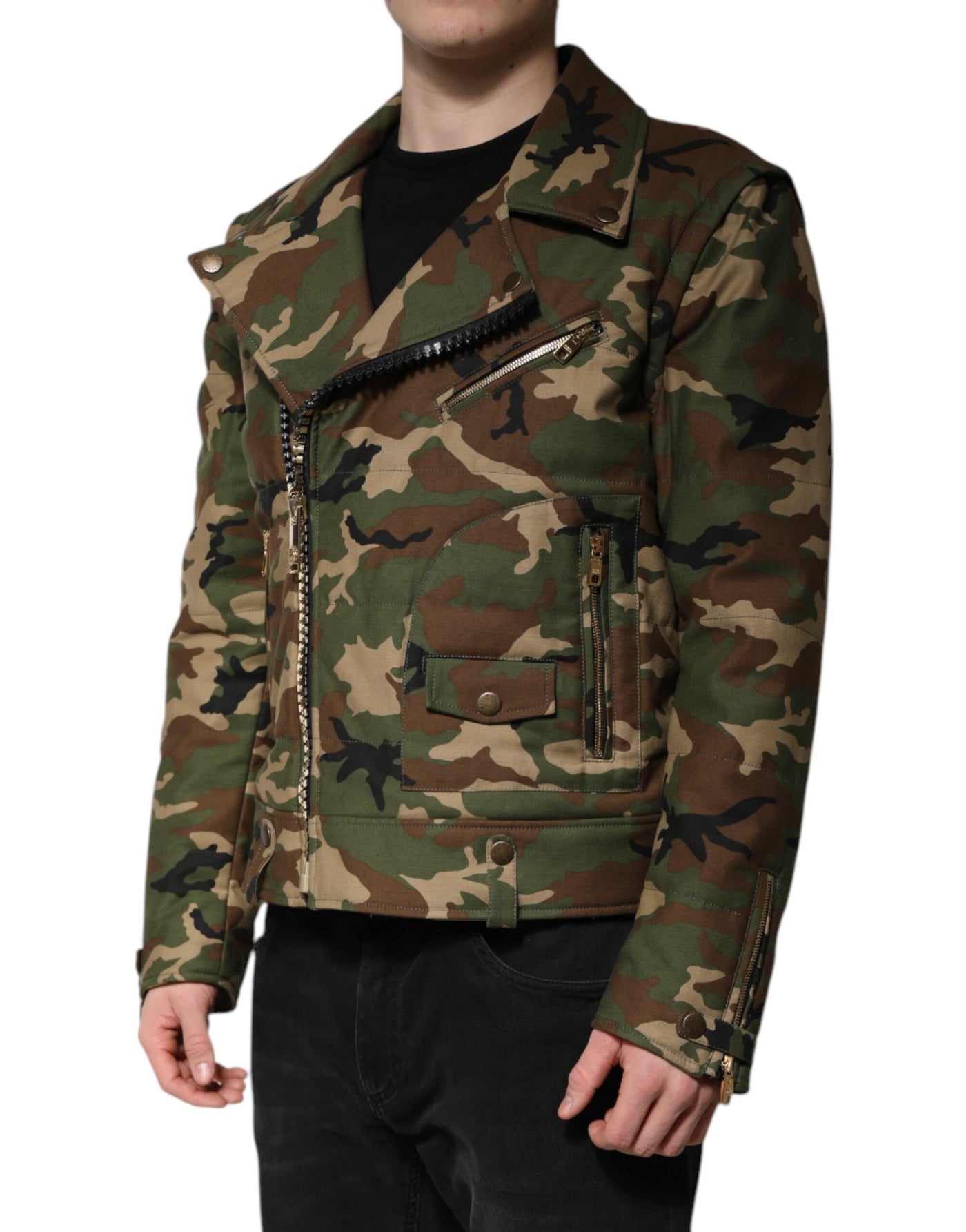Veste motard en nylon camouflage multicolore Dolce &amp; Gabbana