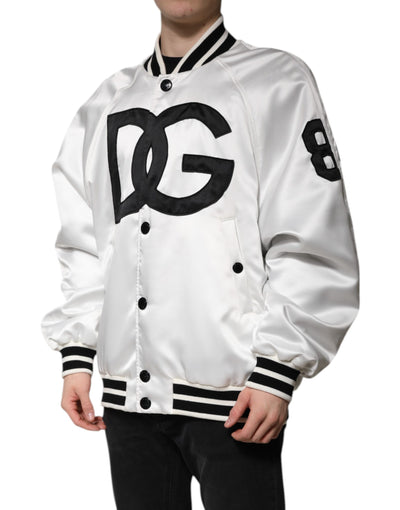 Blouson aviateur en jersey de polyester blanc avec logo DG Dolce &amp; Gabbana