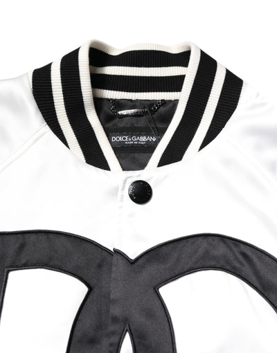 Blouson aviateur en jersey de polyester blanc avec logo DG Dolce &amp; Gabbana