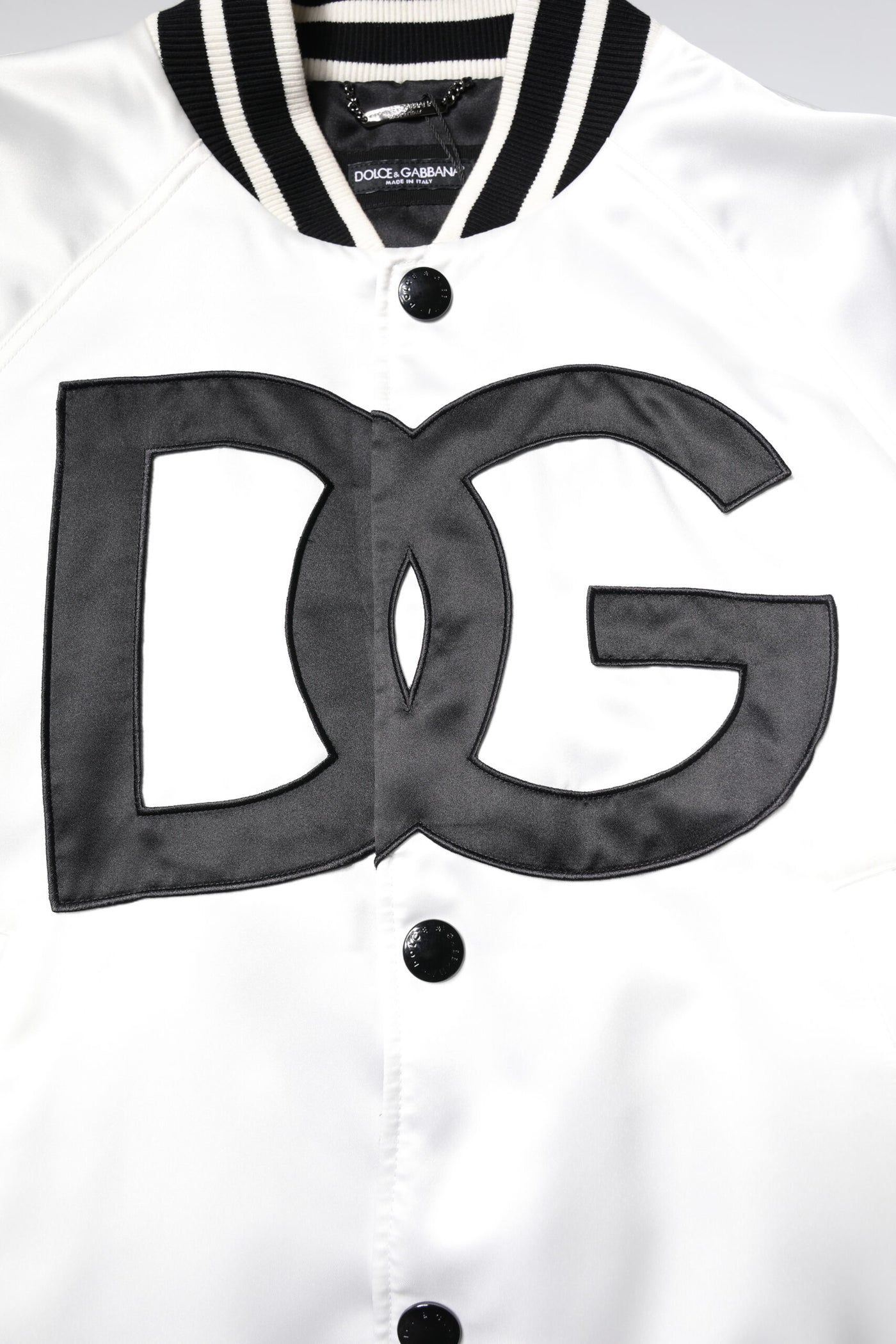 Blouson aviateur en jersey de polyester blanc avec logo DG Dolce &amp; Gabbana