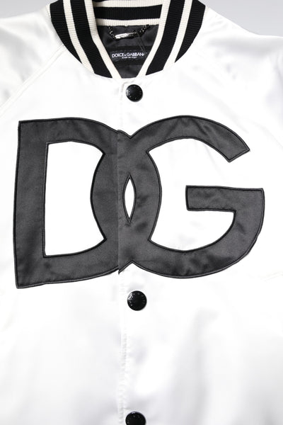 Blouson aviateur en jersey de polyester blanc avec logo DG Dolce &amp; Gabbana