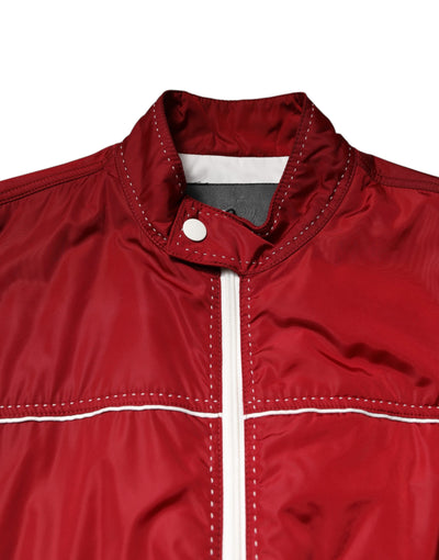 Dolce &amp; Gabbana Blouson aviateur zippé en nylon rouge et blanc pour homme