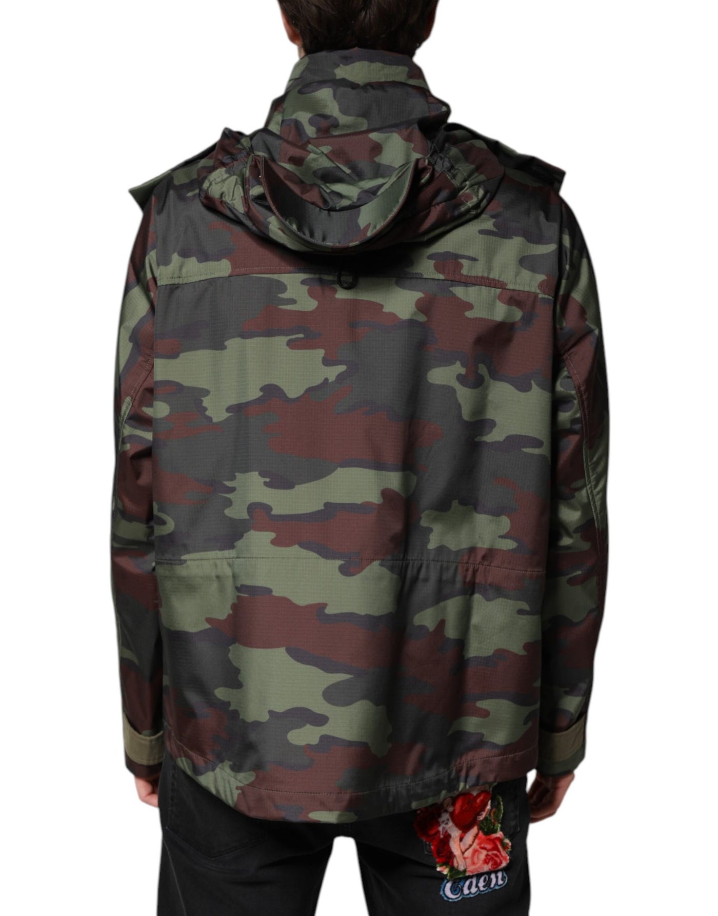 Veste à capuche boutonnée camouflage multicolore Dolce &amp; Gabbana