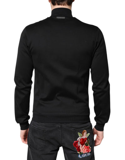Veste bomber zippée en coton noir avec logo Dolce &amp; Gabbana pour homme