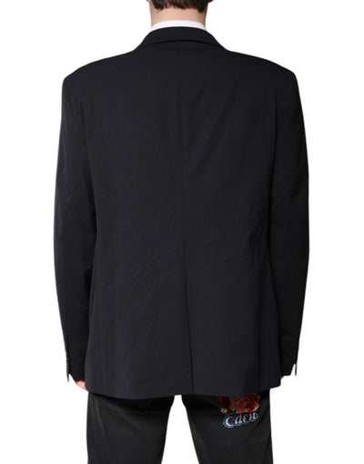 Blazer simple boutonnage en laine bleu foncé Dolce &amp; Gabbana