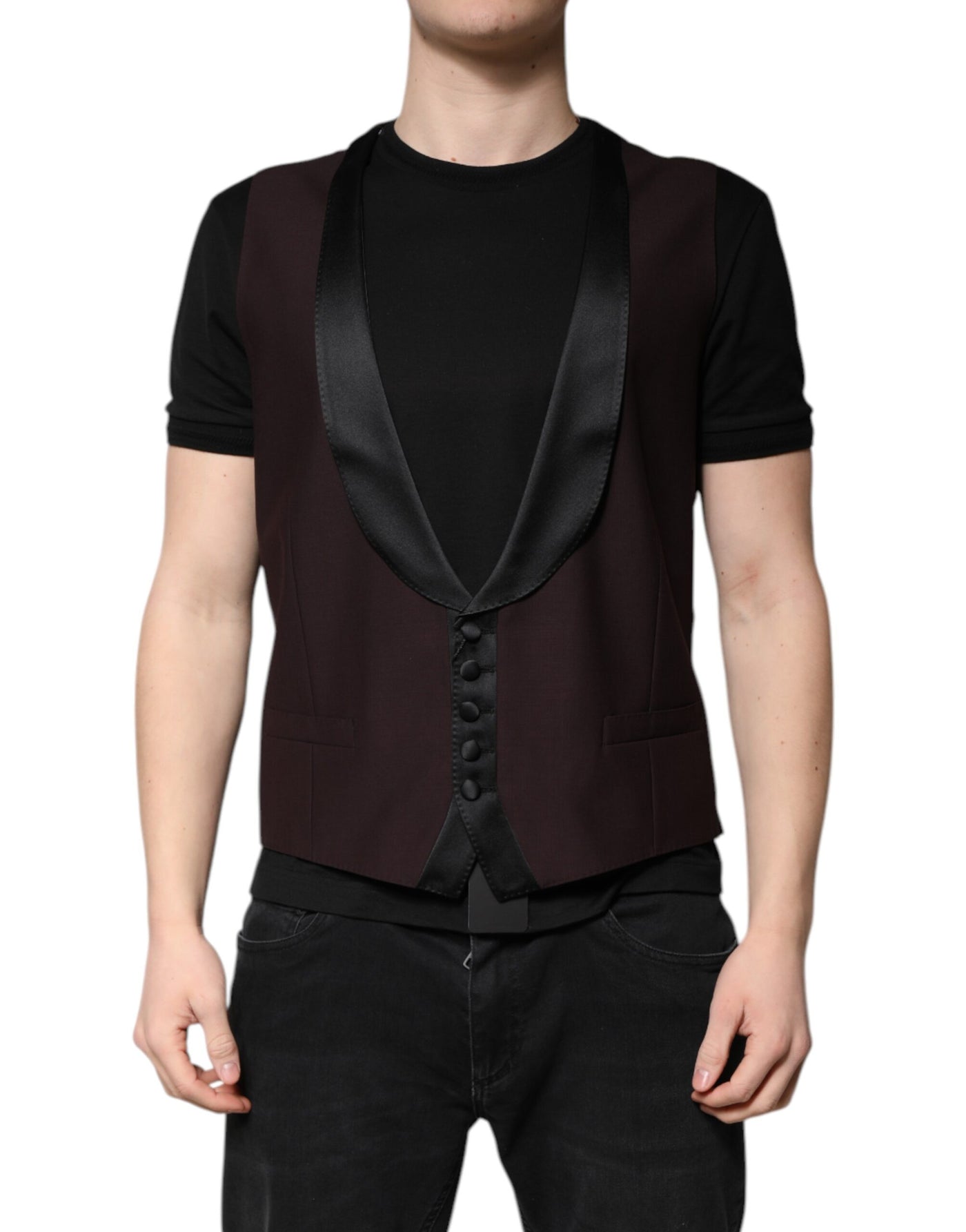 Dolce &amp; Gabbana Robe gilet en laine marron Gilet formel