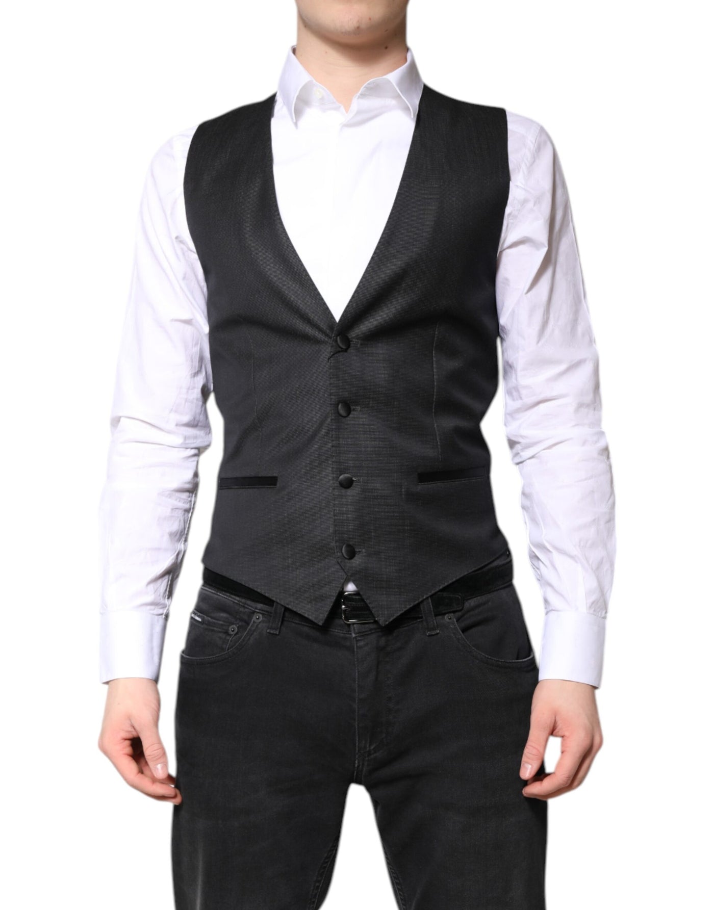 Robe gilet en laine noire Dolce &amp; Gabbana