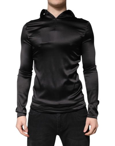 Pull col roulé en soie noire Dolce &amp; Gabbana pour homme