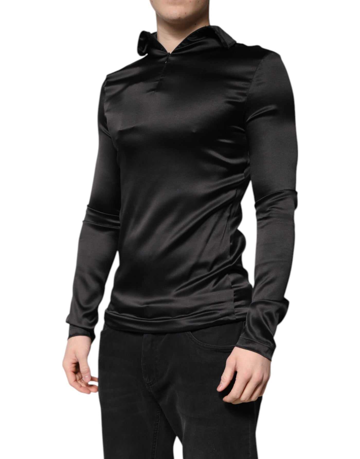 Pull col roulé en soie noire Dolce &amp; Gabbana pour homme